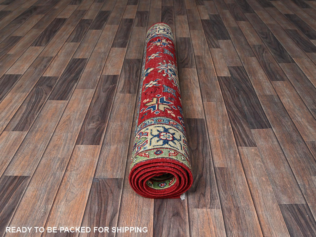 3'11" x 6'0" New Hand Knotted Red Wool Rectangle Oriental Rug - MOA102358