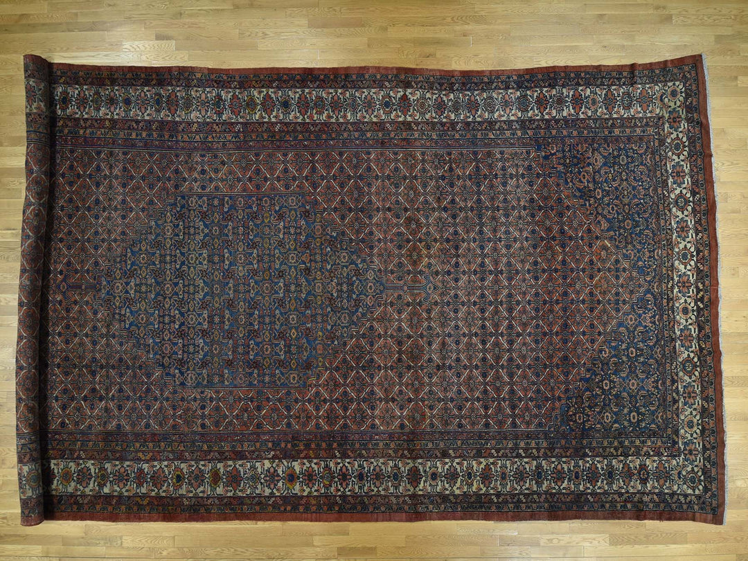 11'10" x 23'4" Vintage Hand Knotted Red Wool Rectangle Oriental Rug - MOA10235950