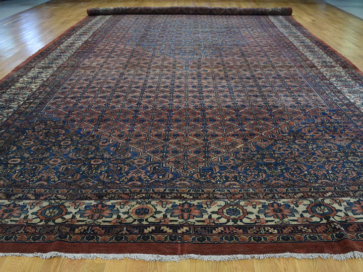 11'10" x 23'4" Vintage Hand Knotted Red Wool Rectangle Oriental Rug - MOA10235950
