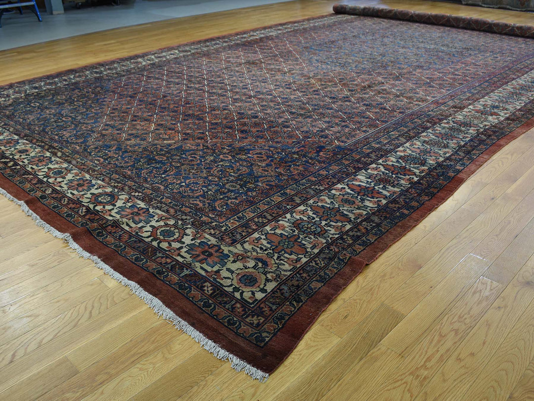 11'10" x 23'4" Vintage Hand Knotted Red Wool Rectangle Oriental Rug - MOA10235950