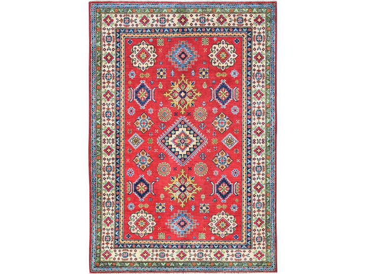 4'0" x 6'0" New Hand Knotted Red Wool Rectangle Oriental Rug - MOA102359