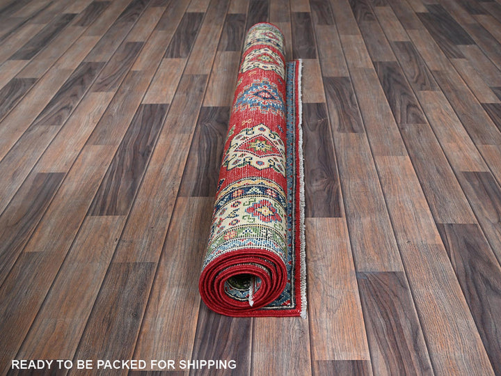 4'0" x 6'0" New Hand Knotted Red Wool Rectangle Oriental Rug - MOA102359