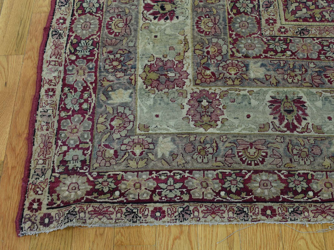 10'9" x 12'0" Vintage Hand Knotted Beige Wool Rectangle Oriental Rug - MOA10236060