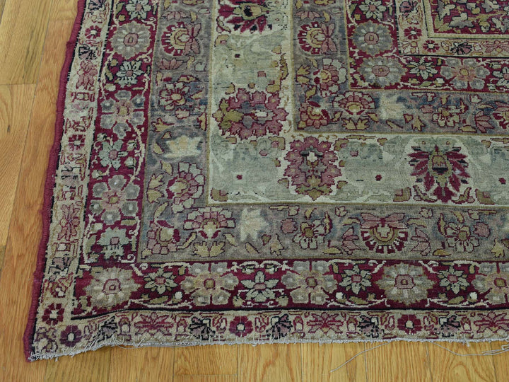 10'9" x 12'0" Vintage Hand Knotted Beige Wool Rectangle Oriental Rug - MOA10236060
