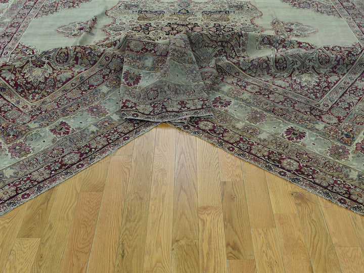 10'9" x 12'0" Vintage Hand Knotted Beige Wool Rectangle Oriental Rug - MOA10236060