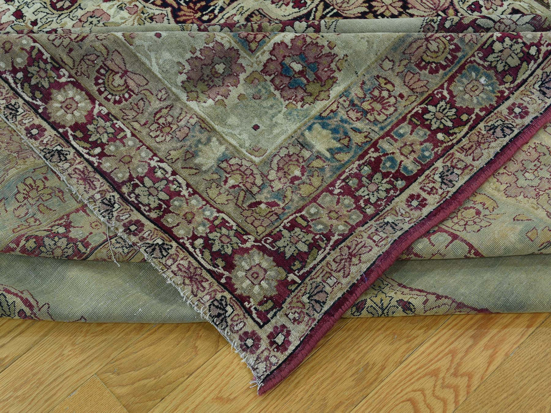 10'9" x 12'0" Vintage Hand Knotted Beige Wool Rectangle Oriental Rug - MOA10236060