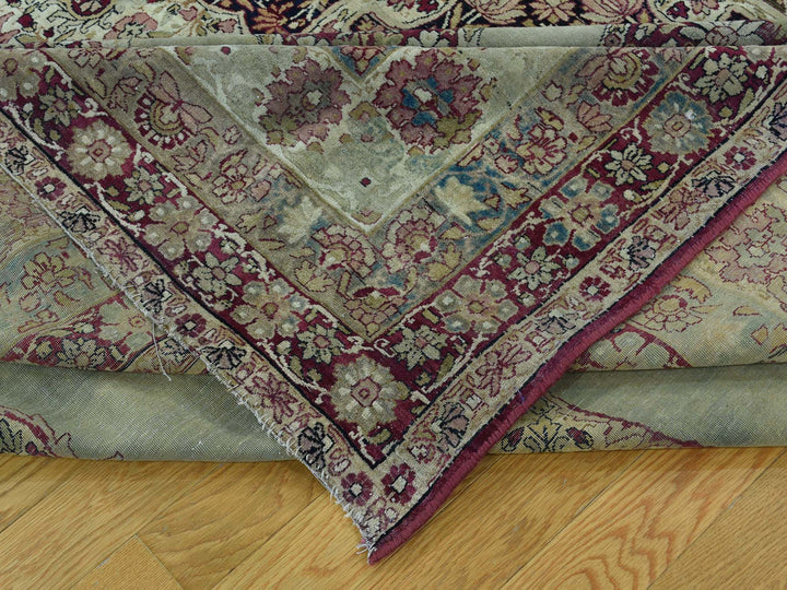 10'9" x 12'0" Vintage Hand Knotted Beige Wool Rectangle Oriental Rug - MOA10236060