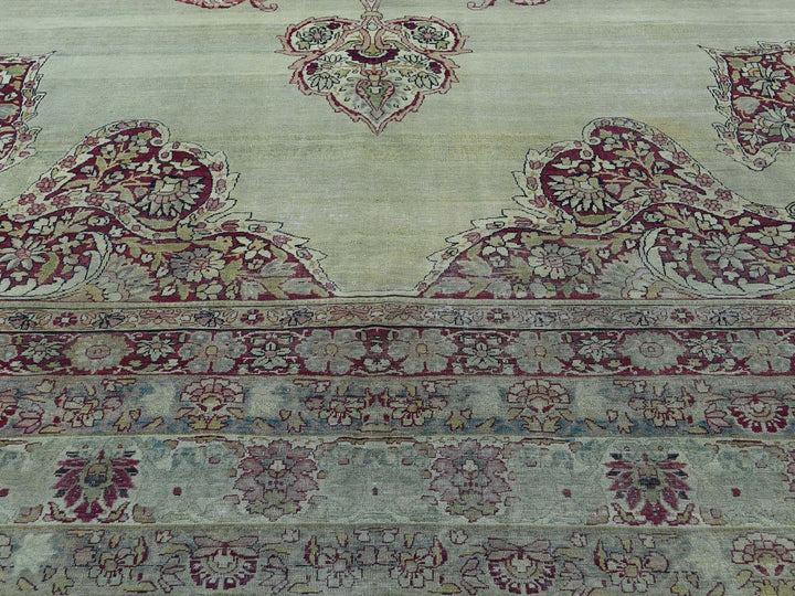 10'9" x 12'0" Vintage Hand Knotted Beige Wool Rectangle Oriental Rug - MOA10236060