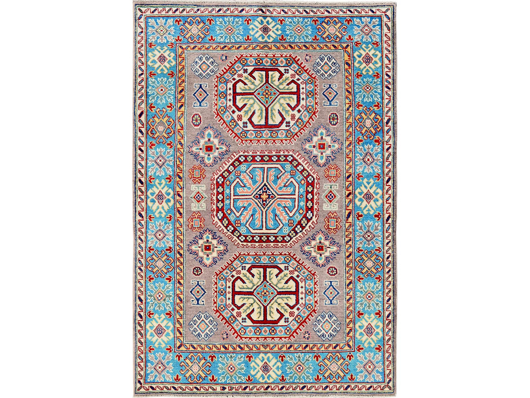 3'11" x 5'9" New Hand Knotted Grey Wool Rectangle Oriental Rug - MOA102360