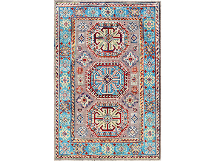 3'11" x 5'9" New Hand Knotted Grey Wool Rectangle Oriental Rug - MOA102360