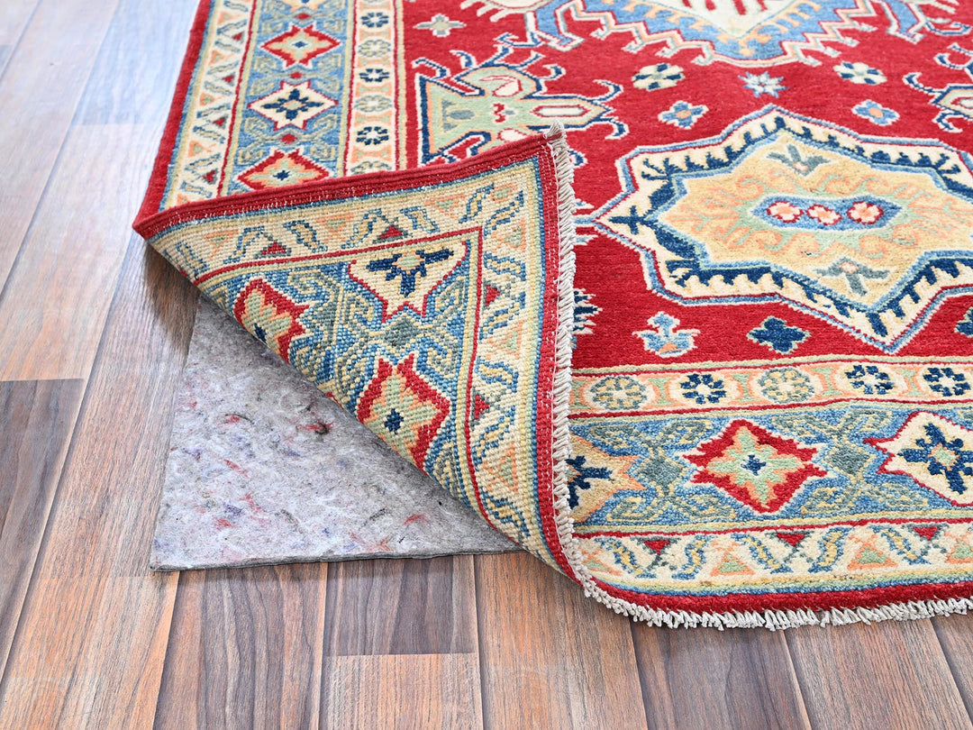 4'1" x 6'1" New Hand Knotted Red Wool Rectangle Oriental Rug - MOA102361