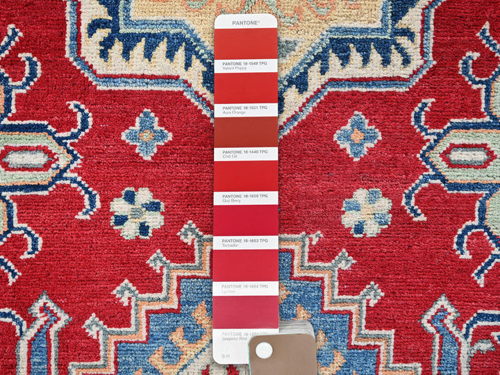 4'1" x 6'1" New Hand Knotted Red Wool Rectangle Oriental Rug - MOA102361
