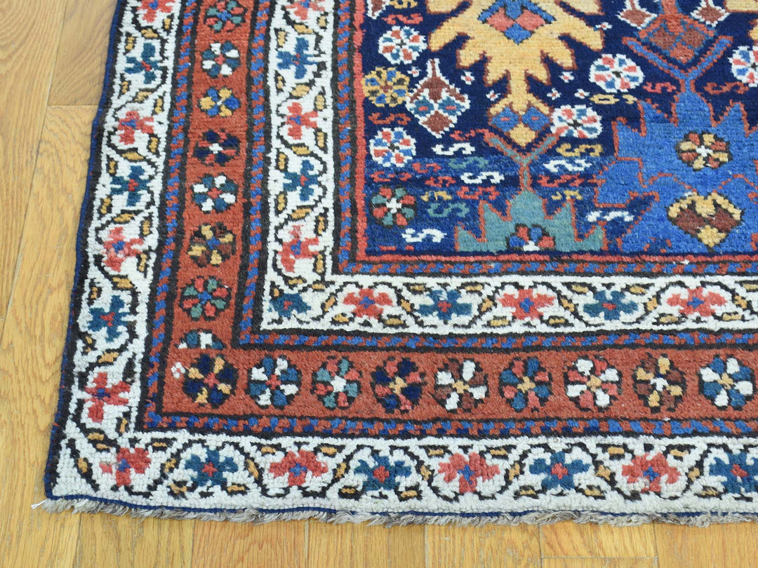 3'5" x 12'9" Vintage Hand Knotted Blue Wool Runner Oriental Rug - MOA10236267