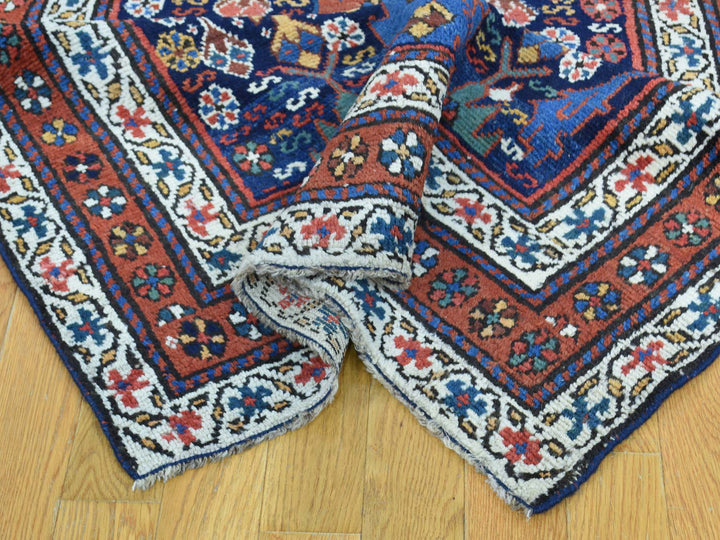 3'5" x 12'9" Vintage Hand Knotted Blue Wool Runner Oriental Rug - MOA10236267