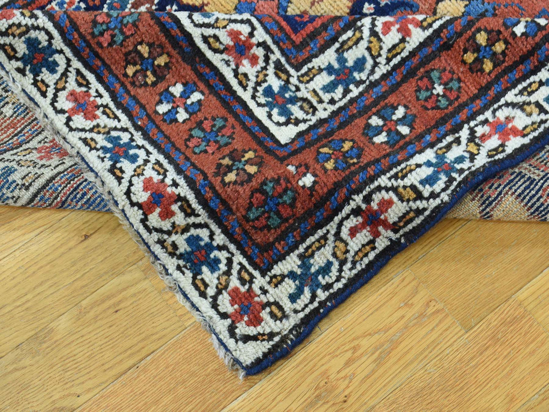 3'5" x 12'9" Vintage Hand Knotted Blue Wool Runner Oriental Rug - MOA10236267