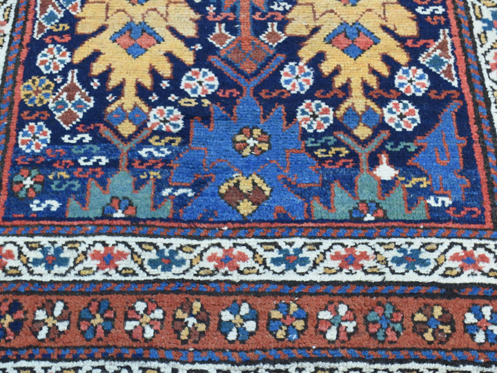 3'5" x 12'9" Vintage Hand Knotted Blue Wool Runner Oriental Rug - MOA10236267