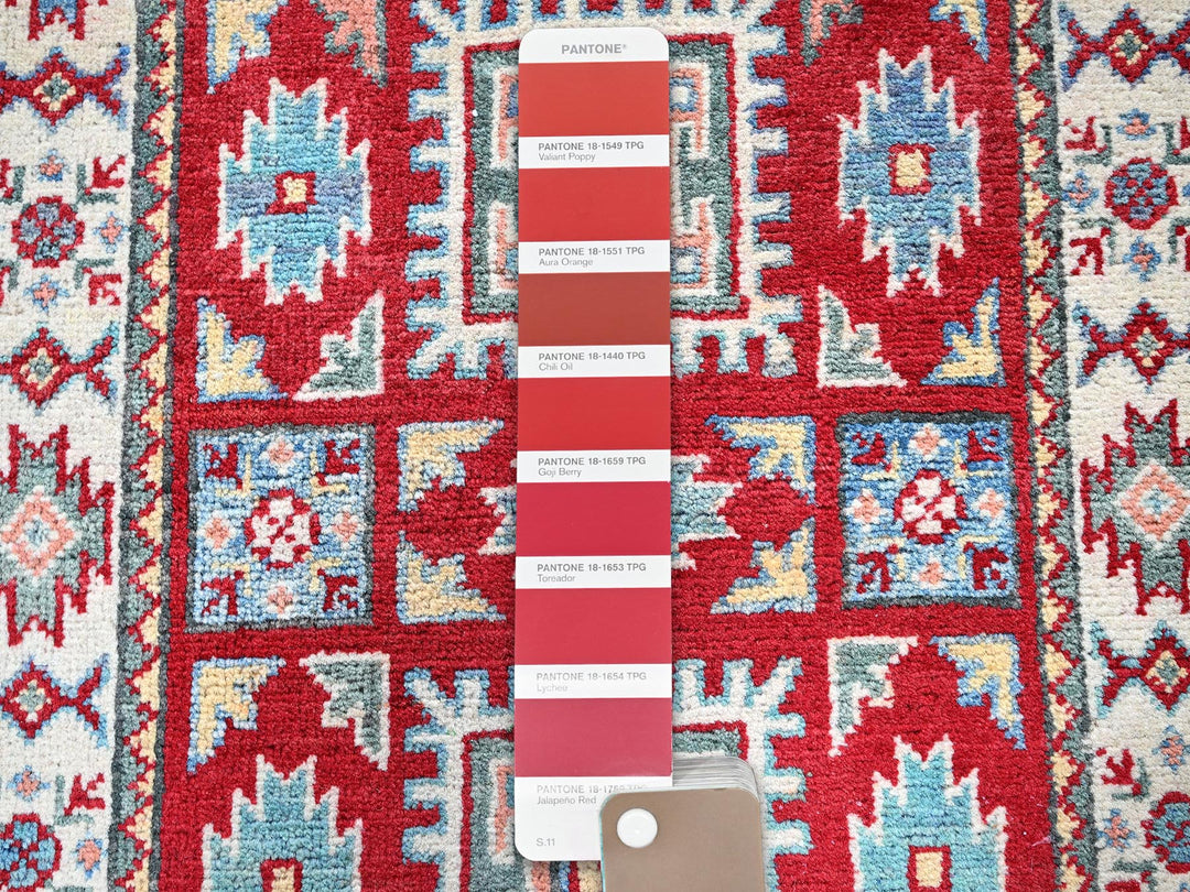 1'11" x 3'0" New Hand Knotted Red Wool Rectangle Oriental Rug - MOA102362