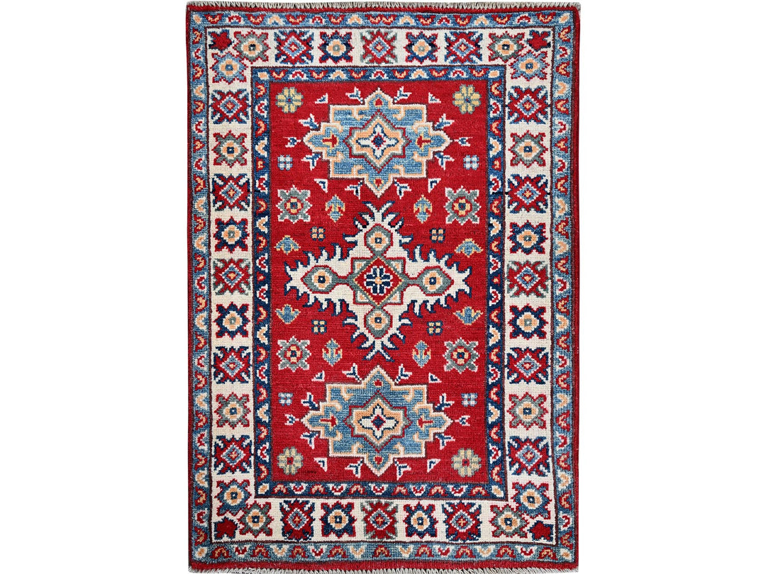 2'2" x 2'11" New Hand Knotted Red Wool Rectangle Oriental Rug - MOA102363