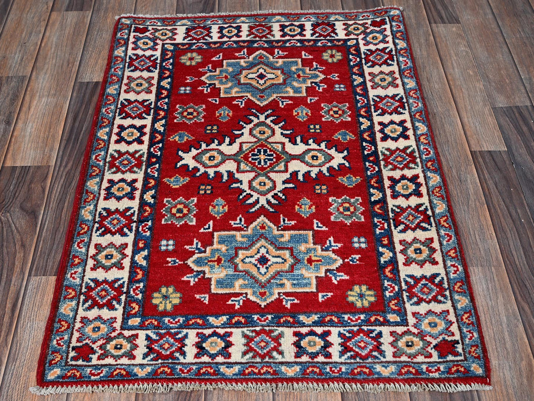 2'2" x 2'11" New Hand Knotted Red Wool Rectangle Oriental Rug - MOA102363