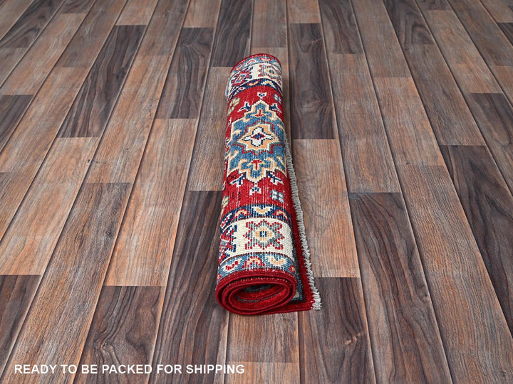 2'2" x 2'11" New Hand Knotted Red Wool Rectangle Oriental Rug - MOA102363