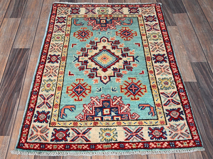 2'1" x 3'0" New Hand Knotted Blue Wool Rectangle Oriental Rug - MOA102365