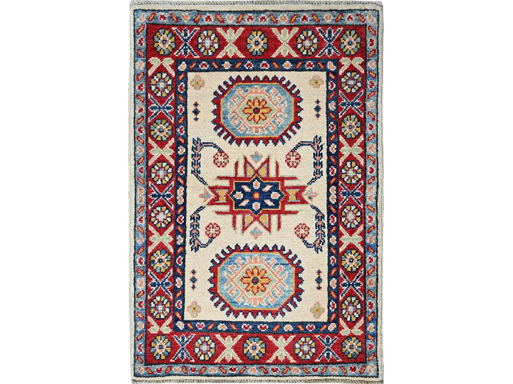 1'11" x 3'1" New Hand Knotted Ivory Wool Rectangle Oriental Rug - MOA102366