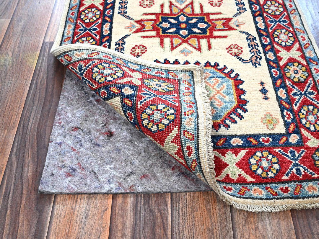 1'11" x 3'1" New Hand Knotted Ivory Wool Rectangle Oriental Rug - MOA102366