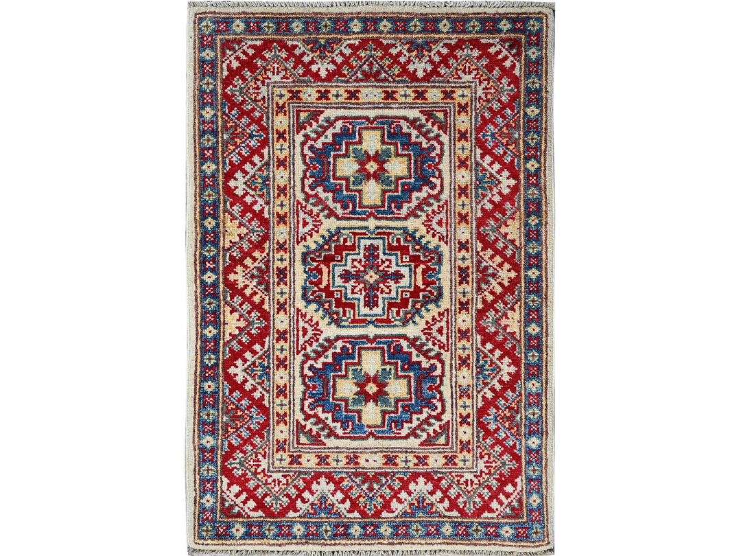 1'11" x 2'11" New Hand Knotted Ivory Wool Rectangle Oriental Rug - MOA102367