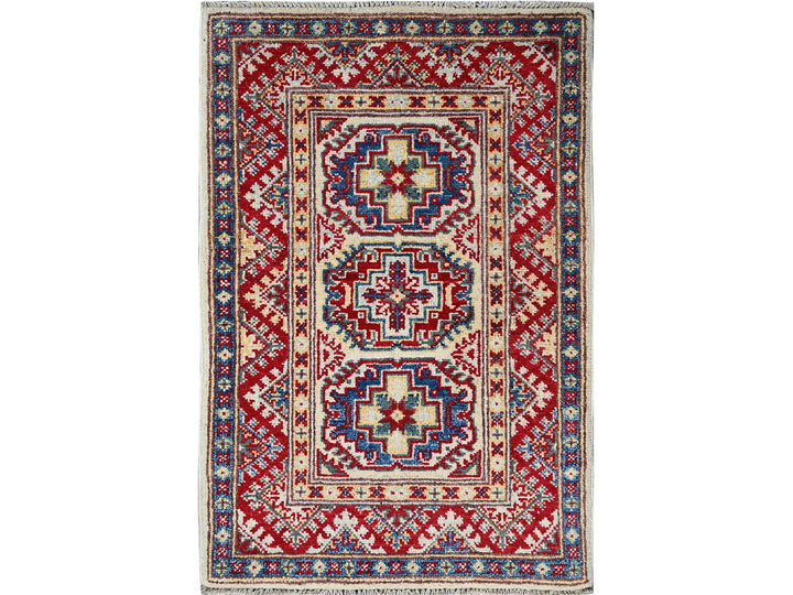 1'11" x 2'11" New Hand Knotted Ivory Wool Rectangle Oriental Rug - MOA102367