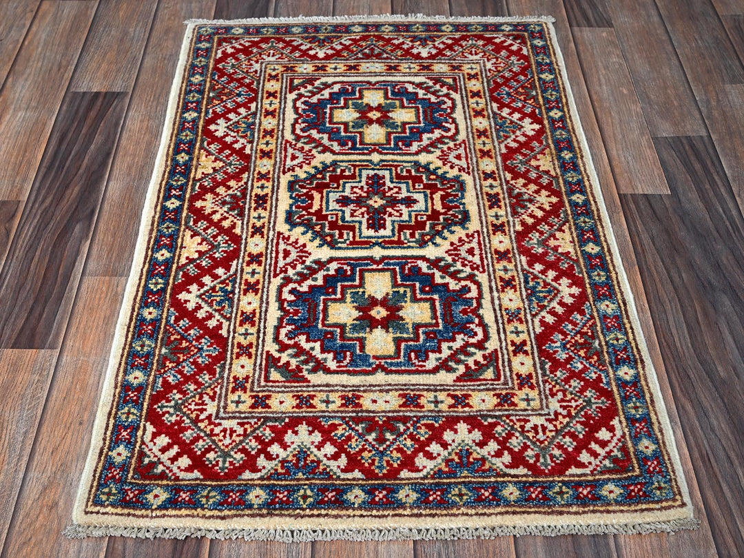 1'11" x 2'11" New Hand Knotted Ivory Wool Rectangle Oriental Rug - MOA102367