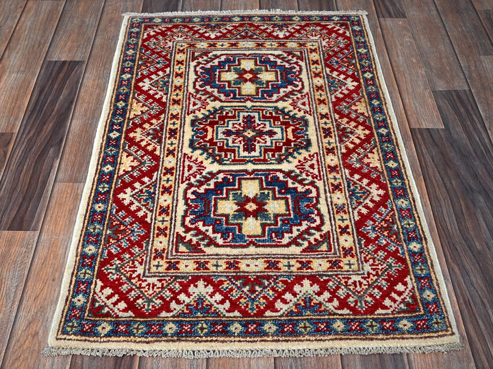 1'11" x 2'11" New Hand Knotted Ivory Wool Rectangle Oriental Rug - MOA102367