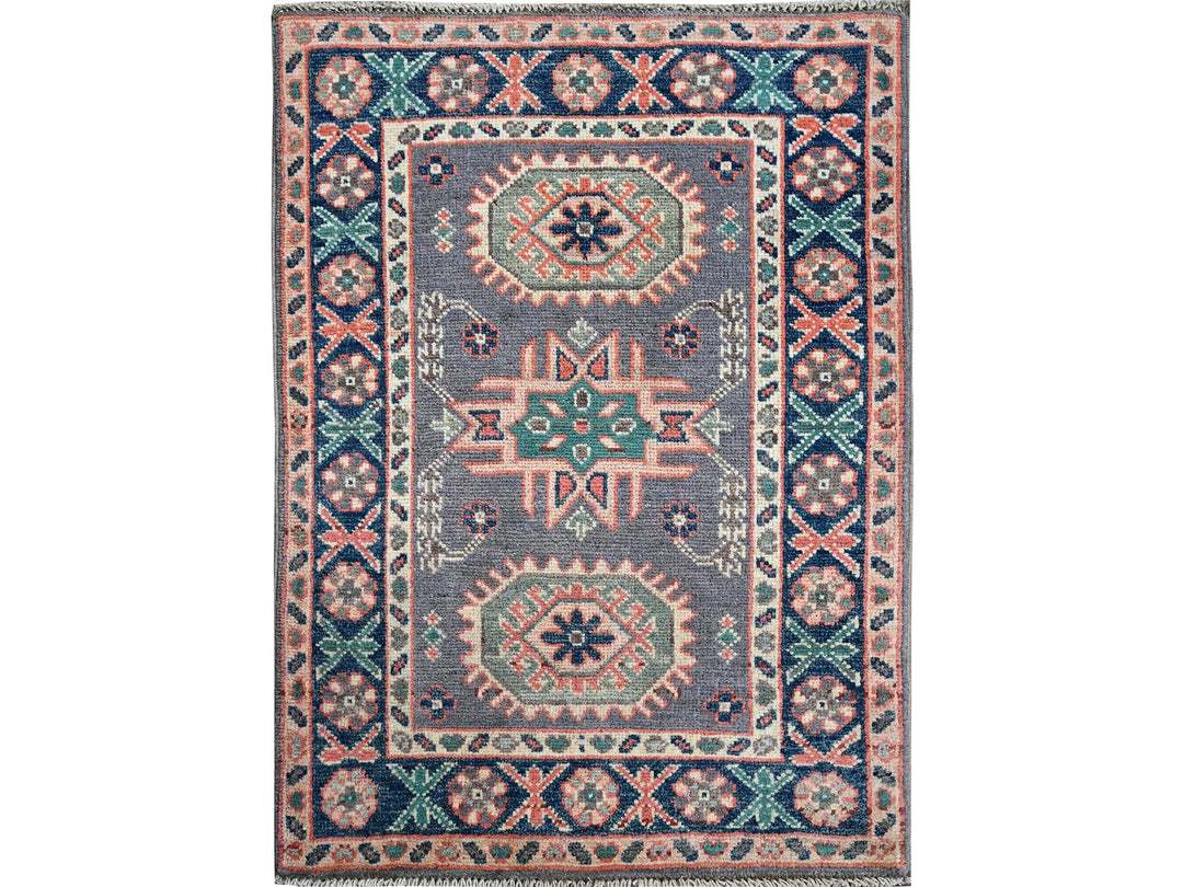 2'0" x 2'8" New Hand Knotted Grey Wool Rectangle Oriental Rug - MOA102368