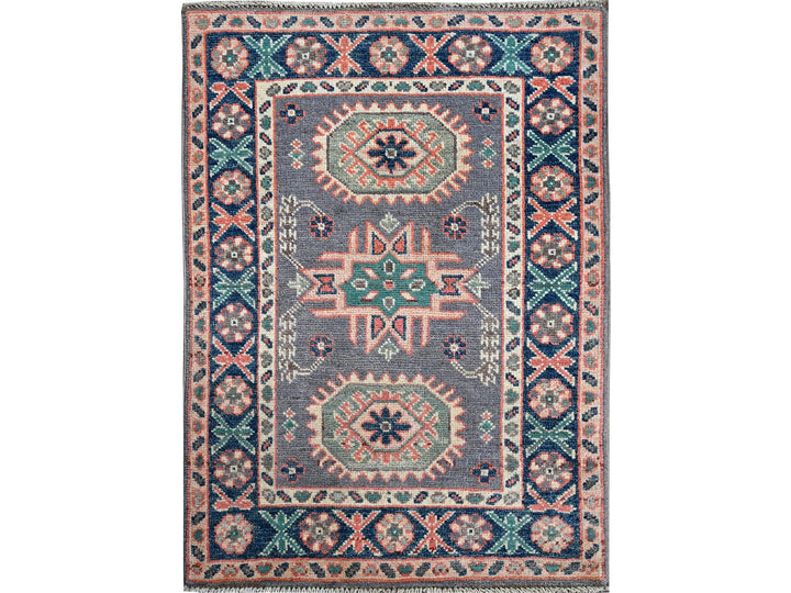 2'0" x 2'8" New Hand Knotted Grey Wool Rectangle Oriental Rug - MOA102368