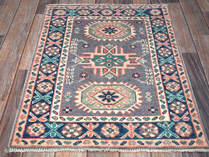 2'0" x 2'8" New Hand Knotted Grey Wool Rectangle Oriental Rug - MOA102368