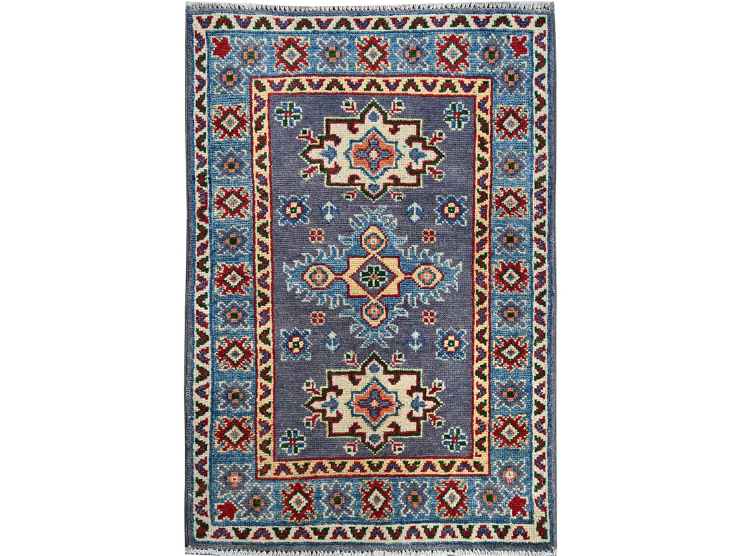2'0" x 2'11" New Hand Knotted Grey Wool Rectangle Oriental Rug - MOA102369