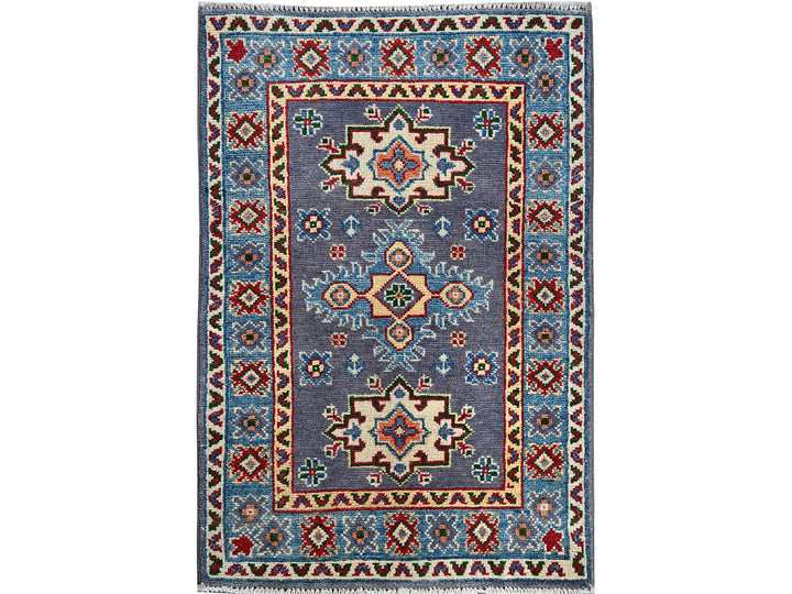 2'0" x 2'11" New Hand Knotted Grey Wool Rectangle Oriental Rug - MOA102369