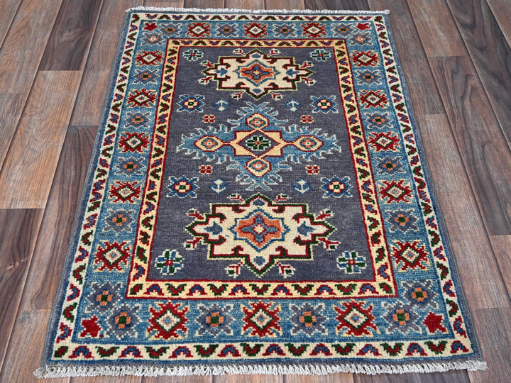 2'0" x 2'11" New Hand Knotted Grey Wool Rectangle Oriental Rug - MOA102369