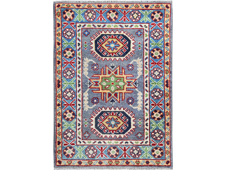 2'1" x 3'0" New Hand Knotted Grey Wool Rectangle Oriental Rug - MOA102370