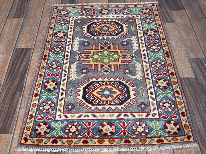2'1" x 3'0" New Hand Knotted Grey Wool Rectangle Oriental Rug - MOA102370