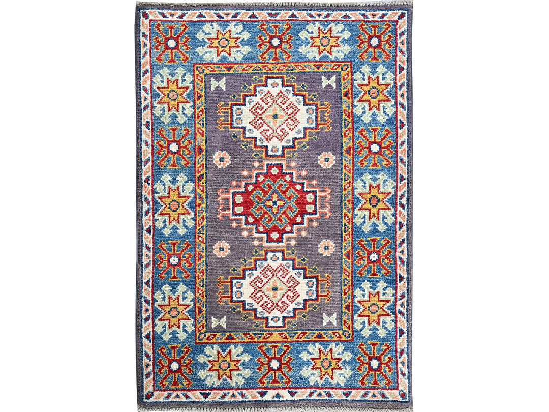 2'1" x 2'10" New Hand Knotted Grey Wool Rectangle Oriental Rug - MOA102371