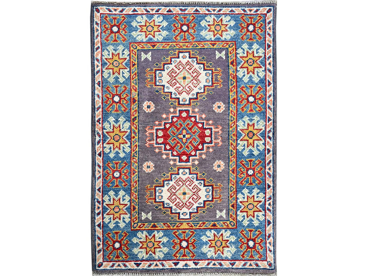 2'1" x 2'10" New Hand Knotted Grey Wool Rectangle Oriental Rug - MOA102371