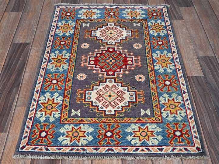2'1" x 2'10" New Hand Knotted Grey Wool Rectangle Oriental Rug - MOA102371