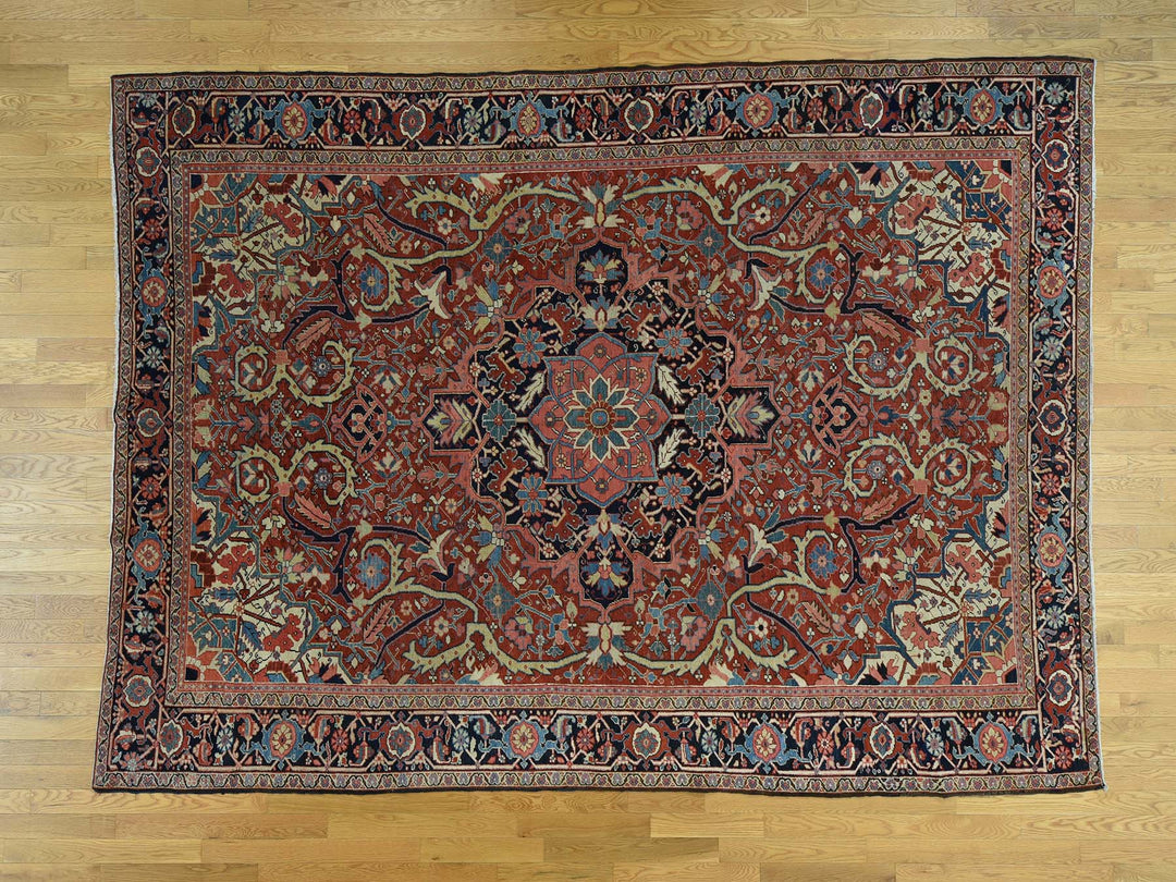 8'6" x 11'7" Vintage Hand Knotted Red Wool Rectangle Oriental Rug - MOA10237427