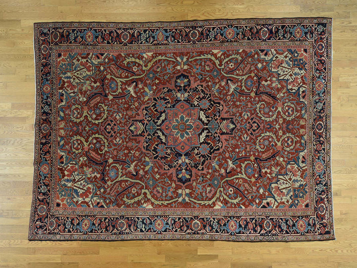 8'6" x 11'7" Vintage Hand Knotted Red Wool Rectangle Oriental Rug - MOA10237427