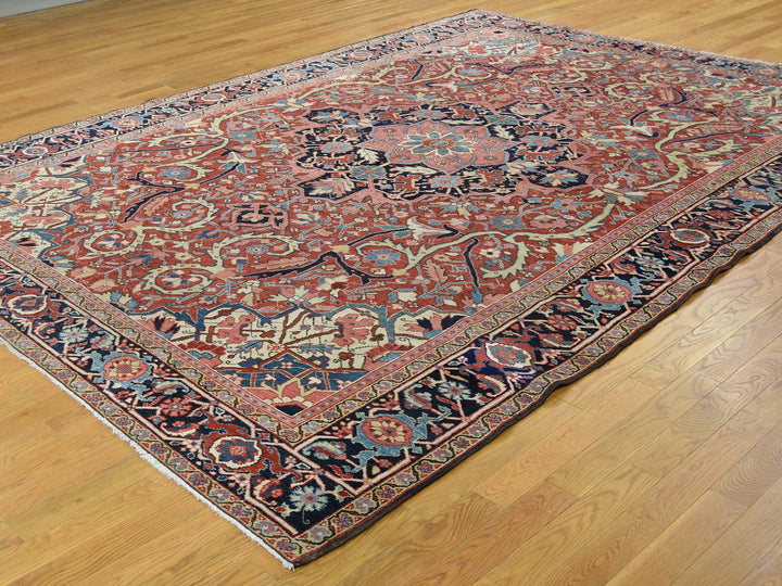 8'6" x 11'7" Vintage Hand Knotted Red Wool Rectangle Oriental Rug - MOA10237427