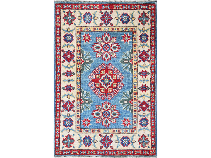 2'0" x 3'0" New Hand Knotted Blue Wool Rectangle Oriental Rug - MOA102375