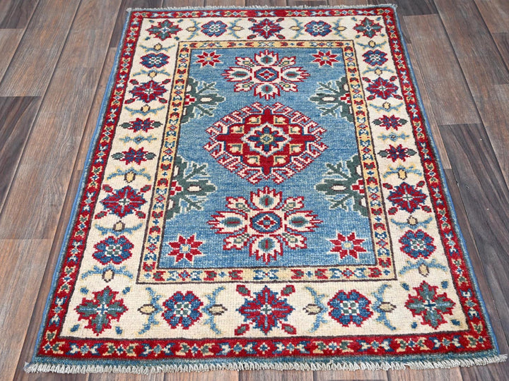 2'0" x 3'0" New Hand Knotted Blue Wool Rectangle Oriental Rug - MOA102375