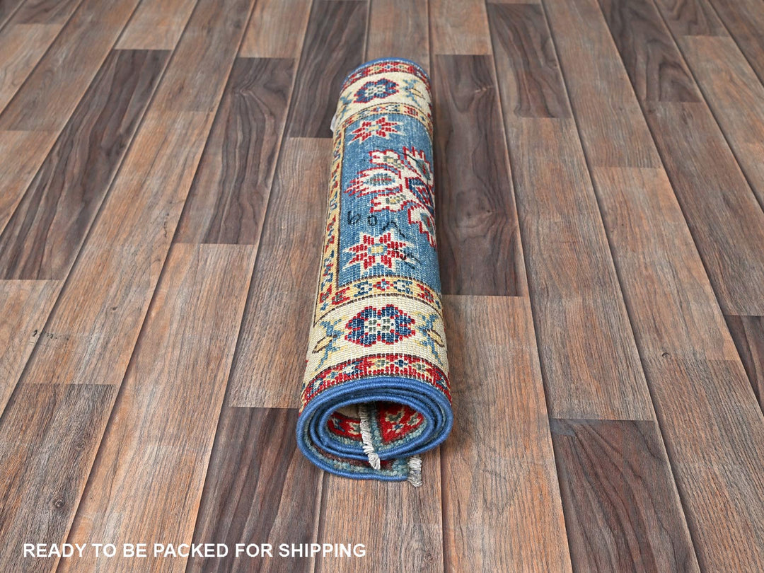 2'0" x 3'0" New Hand Knotted Blue Wool Rectangle Oriental Rug - MOA102375