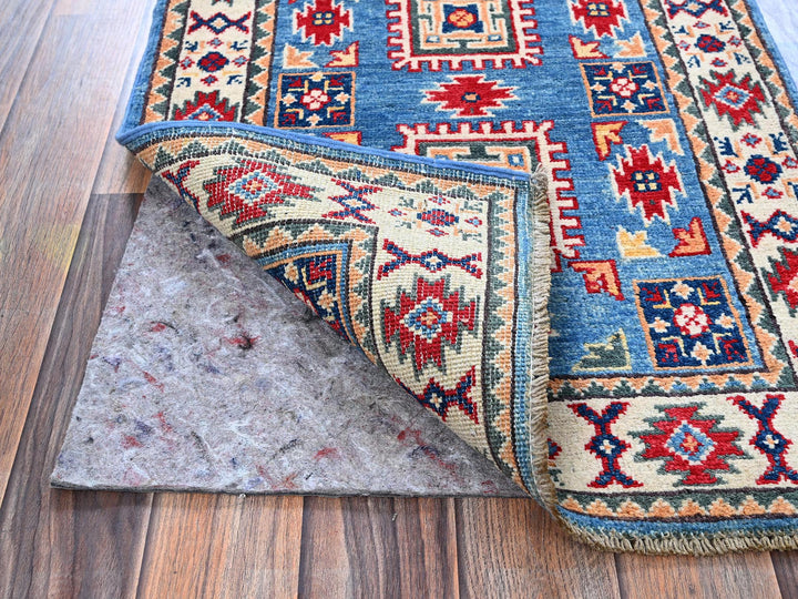 2'0" x 2'11" New Hand Knotted Blue Wool Rectangle Oriental Rug - MOA102376