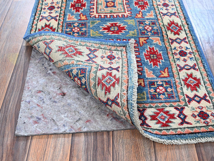 1'10" x 3'0" New Hand Knotted Blue Wool Rectangle Oriental Rug - MOA102378